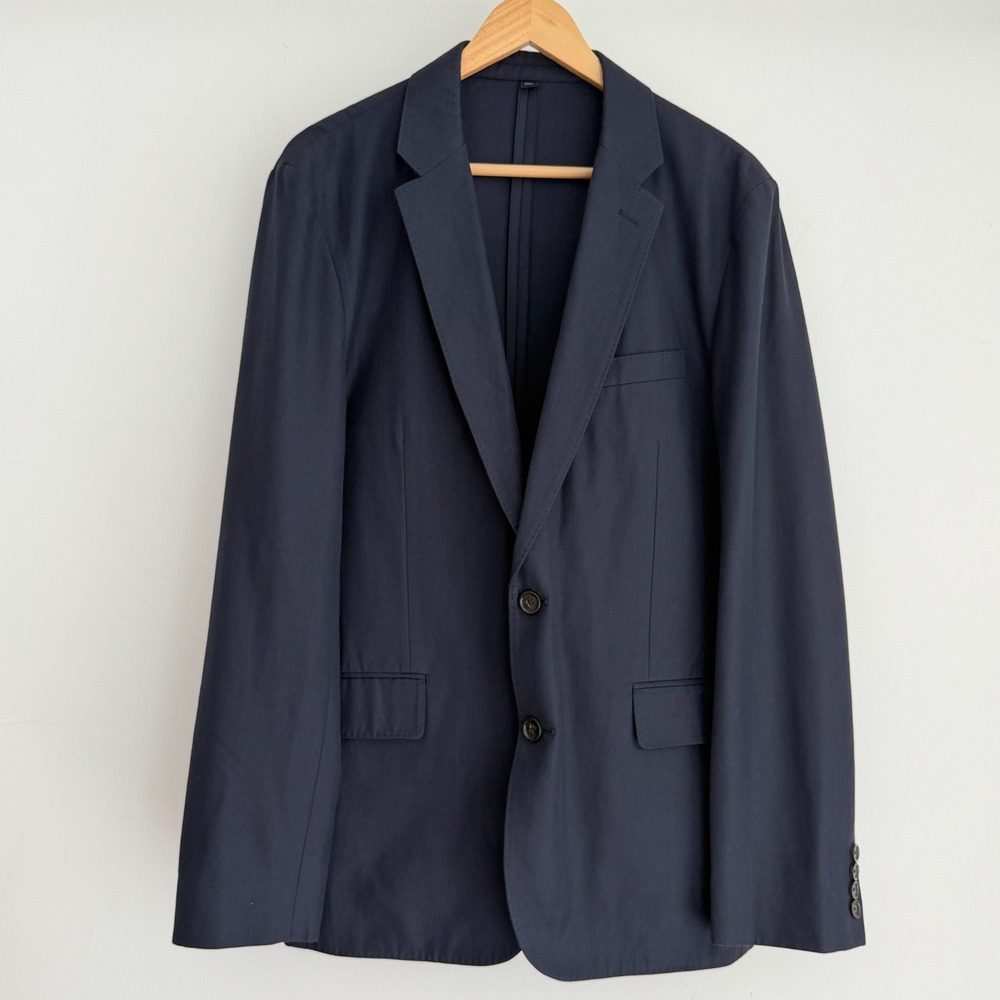 J Crew Blazer 44R Blue Ludlow Wool Cotton Unstructured American Woolen Company